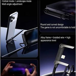 240Watt Foldable Stand Braided Elbow 2in1 Type C to IPhone Data Cable