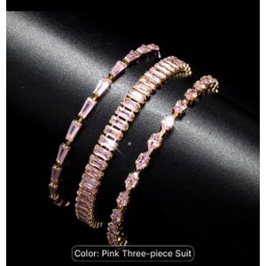Fashiin Secret Silver Crystal Tennis Bracelet-3 in 1