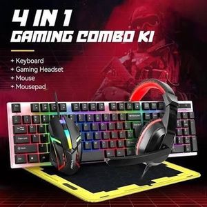T-WOLF TF240 4 in 1 Gaming Combo Set Keyboard with Backlit Optical Mouse Headset Mousepad for PC / Laptop