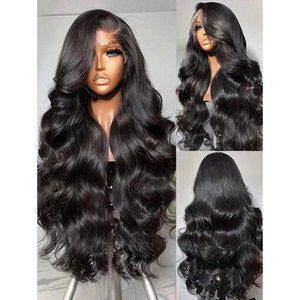 HD Transparent Lace Frontal Weaves Human Blended Hair Wigs Black Body Wave Hair Wig Pre Plucked Nature Hairline And Pre-Bleached Invisible Knots Suitable To Wear On Daily Or Holiday Occasions Wig