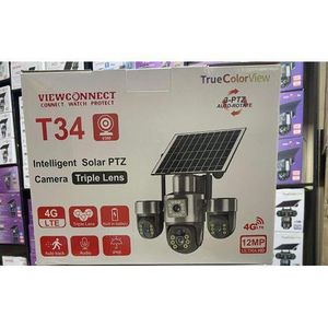 ViewConnect T34 12MP 4G LTE Intelligent Solar PTZ Security Camera – Triple Lens, Auto Tracking, Full Color Night Vision, Waterproof, V380 Pro App Support