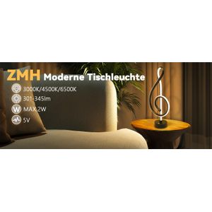 Led Modern creative musical note with 3-color infinite dimming suitable for home environment decoration table lamp