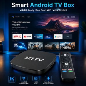 Android 15 Smart TV Box, 8GB RAM 128GB ROM, 8K HD Media Player with Dual-Band WiFi, H.265 Decoding, Voice Remote, HDMI USB AV, Black