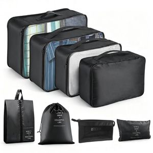 8pcs/set Waterproof Travel Packing Cubes Set, Multi Size Luggage Organizer Bags for Clothes Shoes Toiletries