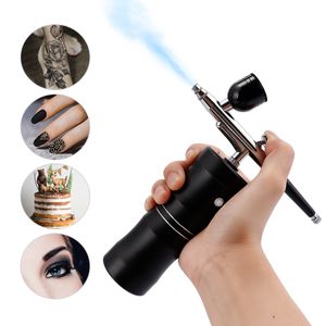 Multi-functional Airbrush Kit with Compressor Handheld Air Brush Set Dual-Action 5-Level Adjustable Pressure Max.25PSI with 2pcs Paint Cups for