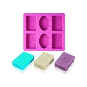 Silicone Soap Mold For Soap Making 3D 6 Forms Oval Rectangle Mould Handmade Craft Flowers Bathroom Kitchen Mold Baking Chocolate Cake Resin Mold 1pc (any available color)