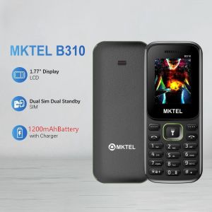 MKTEL B310 Black 2G Feature Phone, Dual SIM,1.77" Screen, 1200mAh Battery, FM Radio