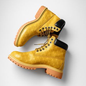 Checked Brown High-Top Lace-Up Boots for Men