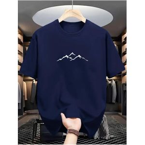QUALITY COTTON ROUND NECK BLUE POLO T-SHIRT WITH DESIGN 