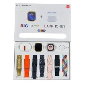 Ultra I20 Max SUIT 10 In 1 Set Smartwatch With Earphone Wireless 7 Straps 2.3" Heart Rate Tracker series 8 Smart Watch