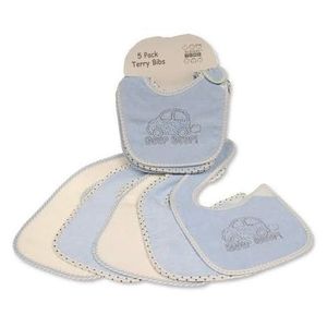 Nursery Time 5 Pack terry Bibs- Blue