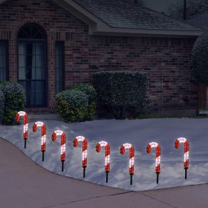 8-Piece LED Candy Cane Pathway Lights with Stakes