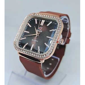 Ladies Sleek Black Leather Watch