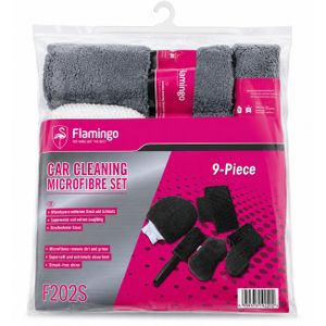 9PCS Flamingo Vehicle Cleaning Kit For Auto Detailing (Interior & Exterior)