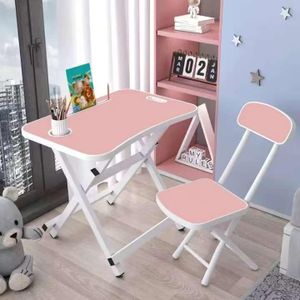  Kids Study Desk And Chair Set - Foldable Children Table With Pen Holder For Homework Reading Drawing