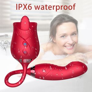 2 In 1 Tongue Licking Vibrator Women Clitoris Nipple Stimulator Female Masturbator with Wiggle Vagina Sex Toys