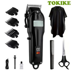 TOKIKE Professional Hair Clippers for Men, Cordless Barber Clippers with LCD Display, 1800mAh Rechargeable Hair Trimmer Set for Thick & Coarse Hair, Complete All-in-One Grooming Kit