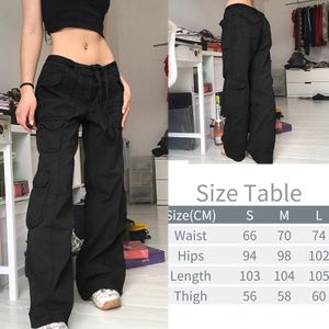 Womens Baggy Parachute Pants Multiple Pockets Drawstring Elastic Low Waist  Ruched Cargo Pants Jogger Y2K Teen Pants