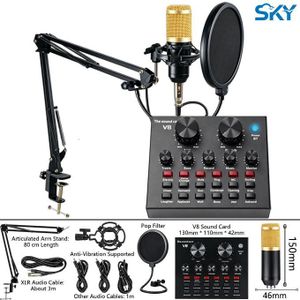 V8 Sound Card Live Microphone Set Universal for Mobile and PC Live Streaming
