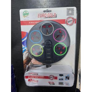 5 in 1 Plug Extension Socket With 3 USB Port - Fireproof Material & Safety Shutter.