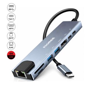 FOOMEE USB C Hub 8-in-1 with 5Gbps 3.0 Data Ports, PD  Charging, 4K HDMI, SD/TF Card Reader, USB C Multiport Adapter