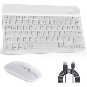 Bluetooth Keyboard & Mouse: 10-Month Battery, 3 OS Support for Tablet/Laptop (Silent Click)