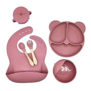 luxurious Baby Silicone Feeding with Set-Plates, Bib, Cup, Spoon, Fork