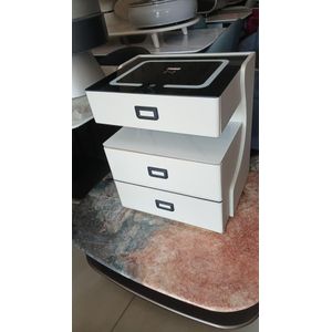 Smart Bedside Table Modern Style Wood Nightstands with Wireless Charging Bluetooth Speaker LED Bedroom Side Cabinet