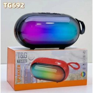 T&G TG-692 Mini Wireless Portable Colorful Light BT Speaker FM Radio/USB/TF Radio Round Beautiful Active RGB Light Bass Speakers BLACK