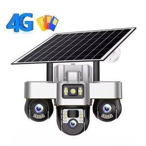 Big V380 Three lense rotate PTZs Lens 4G Solar Camera 15MP Outdoor Waterproof CCTV Night Vision Two-Way Audio Camera Mobile Tracking IP Cam