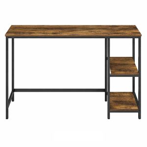 LASA Modern Study Desk with Shelves - Brown and Black