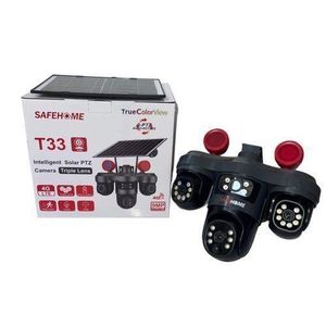 High Quality 3lense rotate V380 TRIPLE LENS PTZ SOLAR CAMERA T33 +free sim
