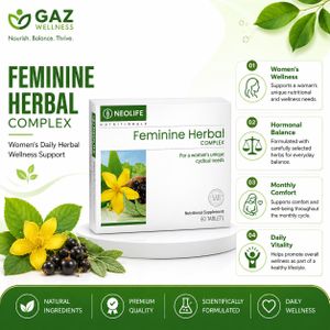 Neo NeoLife GNLD Feminine Herbal Complex - 60 Tablets, Women's Herbal Supplement for Menstrual Comfort, Hormonal Balance & Daily Wellness