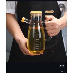 Kitchen Cooking Oil Dispenser Bottle with bamboo cover