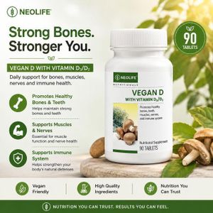 RiTALiA-N NeoLife Vegan D – Vitamin D2/D3 Supplement, 100% Vegan Naturally Sourced Vitamin D from Mushrooms for Immune Support, Strong Bones & Muscle Function