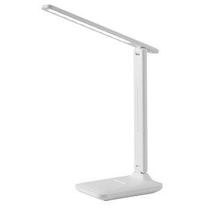 LED Desk Lamp - Foldable, 3 Color Modes, Stepless Dimming, USB Rechargeable Reading Light with Phone Holder