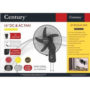 Century 16 inches  DC & AC Energy Saving solar and electric wall fan  Fan FRCB-40-DC (non rechargeable)