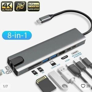 8 In 1 USB Type C Hub HDMI Rj45 Lan Adapter For Macbook Pro Thunderbolt 3, USB C To Gigabit Ethernet Adapter USB-C Charger Port
