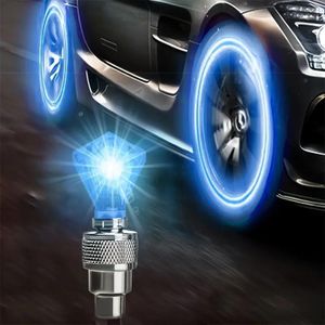 4pcs Car, Motorcycle, Bicycle Wheel Valve Lights Blue