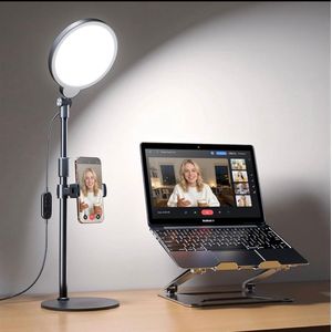 Video Conference Lights With Phone Stand & 3 Color Brightness - for Make-up , Zoom Meetings, Desk Ring Light with Stand Phone Holder, Dimmable, Video Lighting For Filming,Recording,Video Calls, Webcam. ( Eye Care Lamp - DY-10T )