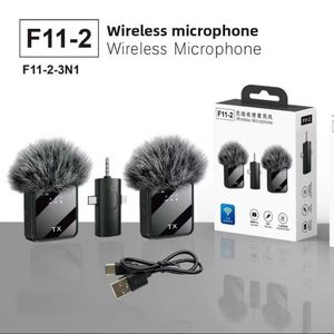 Lapel F11-2 DOUBLE NOISE CANCELLING WIRELESS MICROPHONE FOR IPHONE AND TYPE C