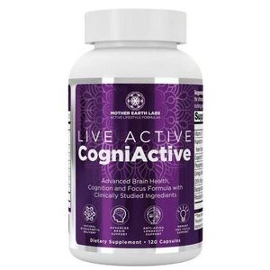 Mother Earth Live Active CogniActive 120 Capsules Brain Health Support For Improved Focus, Mental Clarity Citicoline,Bacopa Monnieri,Alpha-GPC,Ginkgo biloba,Huperzine A,Rhodiola Rosea
