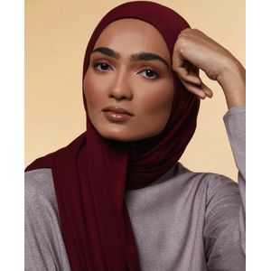 Breathable Plain Jersey Hijab Scarf Wine 
