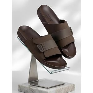 Men's Ultra-Comfort Adjustable Slide Sandals - Brown Orthopedic Comfort Slides  1