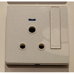 Single Gang 15A 3-Round-Pin Switched Wall Socket with LED Indicator (Pure White Finish)