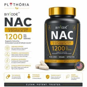 BIYODE NAC 1200mg – N-Acetyl L-Cysteine with Selenium, Vitamin B6 & B12 – 120 Capsules