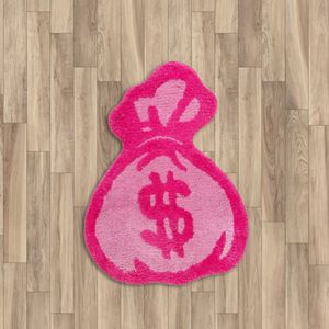 Handmade Pink Money Bag Tufted Rug