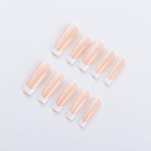 12 Bridal French Tip Coffin  Press On Nails