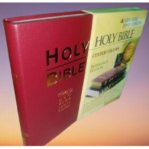 Holy Bible,New King James Version (NKJV),Center Column Reference Edition,Wine-Leathersoft,Red Letter,Comfort Print- By Thomas Nelson