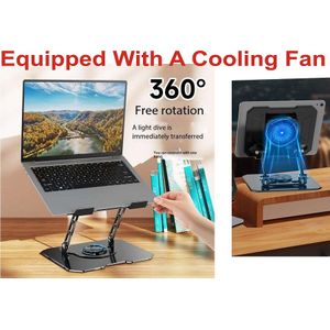 360° Rotating Base Metal Laptop Stand Fits 9-17 Inches /Tablet Stand/Equipped With A Cooling Fan
